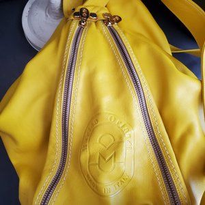 Marino Orlandi yellow leather hobo shoulder bag